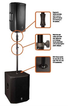 JBL POLE-GA стойка саб/сателлит с пневматической регулировкой для STX, VRX, PRX и SRX818. Низ резьба M20, верх 35мм, высота 90-134см - фото 10407