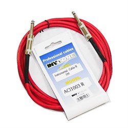 INVOTONE ACI1003/R - инструментальный кабель, 6,3 джек моно <-> 6,3 джек моно, длина 3 м (красный) - фото 113274