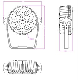 INVOLIGHT LEDSPOT95 - светодиодный прожектор, 9 шт. по 10 Вт RGBWA мультичип - фото 116364