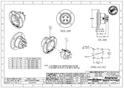 AMPHENOL AP-4-14 - разъем блочный  4 контакта, "папа",  корпус - пластик, круглый.фланец, черный - фото 119341