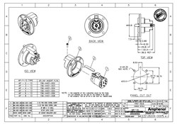 AMPHENOL AP-4-13 - разъем блочный  4 контакта, "мама ",  корпус - пластик, круглый.фланец, черный - фото 119345
