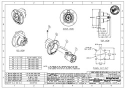 AMPHENOL AP-6-13 - разъем блочный  6 контактов, "мама ",  корпус - пластик, круглый.фланец, черный - фото 119347