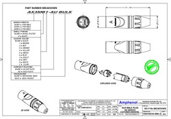 AMPHENOL AX3M - разъем XLR кабельный папа , 3 контакта ,точеные контакты, цвет - никель - фото 119367
