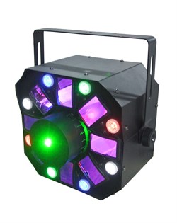 XLine Light STINGER Светодиодный прибор. 8х1 Вт (2хR, 2хG, 2хB, 2хW) LED, 5х3Вт RGBWA LED, R/G лазер - фото 141634