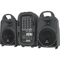 Behringer PPA500BT портативная система звукоусиления, 6 канальный активный микшер 2х250Вт и 2 АС 8"+1", 5 полос GEQ с FBQ, FX, Bluetooth, стаканы под стойки - фото 142380