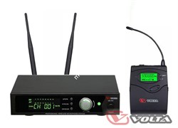 VOLTA US-101H with aluminuim case (600-636MHZ) Микрофонная 100-канальная радиосистема с головным  микрофоном UHF диапазона . PLL-synthes, LCD-дисплей, True Diversity, 1/2 19" рэк, алюминиевый кейс. В состав комплекта входит петличный микрофон. - фото 149389