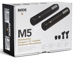 RODE M5MP подобранная стерео-пара конденсаторных,  кардиоидных 1/2" микрофонов,  частотный диапазон 20 Гц-20 кГц, max SPL 140 dB, габариты: 100х20х20 мм,  вес 80 гр. - фото 149918