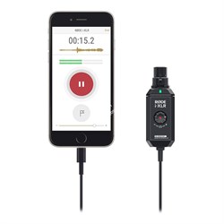 RODE i-XLR цифровой XLR интерфейс для iOS устройств. Совместим со всеми динамическими и конденсаторными с питанием от батареи микрофонами, Lightning кабель 3м, выход на наушники 3,5мм Jack с регулировкой громкости, вес 125г - фото 153426