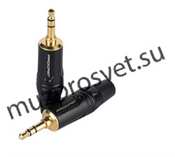 Mini Jack 3,5mm stereo разъем под пайку на кабель 6мм, металлический корпус, позолоченные контакты - фото 157128