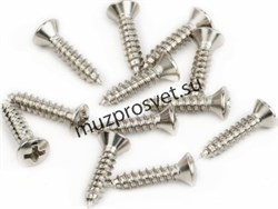FENDER PICKGUARD-VINTAGE BRIDGE COVER MOUNTING SCREWS саморезы для крепления пикгарда, цвет никель (12) - фото 167558