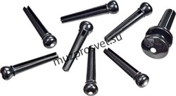 PLANET WAVES PWPS10 MOLDED BRG/END PIN ST, BK W/DOT колышки для крепления струн (7 шт.), цвет черный с белой точкой - фото 167620