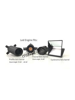 Multiprojector
                Прожектор Multiprojector
Театральный прожектор 3 в 1. Источник свет 200Вт диод RGBAL. В комплекте 3 насадки: линза Френеля (ручной зум 18-60°), профильная (ручной зум 18-28° опционально 26-36°) и с симметричным отражателем ( - фото 192097