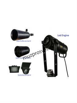 Multiprojector
                Прожектор Multiprojector
Театральный прожектор 3 в 1. Источник свет 200Вт диод RGBAL. В комплекте 3 насадки: линза Френеля (ручной зум 18-60°), профильная (ручной зум 18-28° опционально 26-36°) и с симметричным отражателем ( - фото 192102