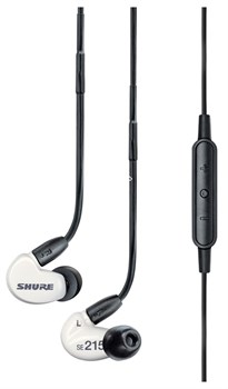 SHURE SE215m+SPE наушники внутриканальные (наушники вставные) с гарнитурой и пультом управления, белые, отсоединяемый кабель - фото 19396