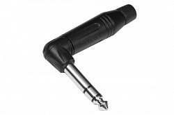 Кабельный разъем Jack 1/4", M Серия, Стерео, Угловой, Черный, Позолоченные контакты - фото 199644