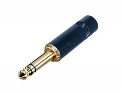 Разъем Jack 1/4" штекер на кабель ?6 мм, стерео (балансный), металл, позолоченные контакты, черный - фото 199729