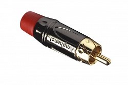 Кабельный разъем RCA, M серия, Папа, Черный хром, Красный, Позолоченные контакты - фото 199940