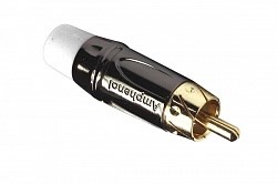 Кабельный разъем RCA, M серия, Папа, Черный хром, Белый, Позолоченные контакты - фото 199941