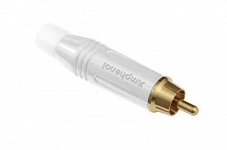 Кабельный разъем RCA, M серия, Папа, Цветной, Белый, Позолоченные контакты - фото 199947
