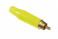 Кабельный разъем RCA, M серия, Папа, Цветной, Желтый, Позолоченные контакты - фото 199948