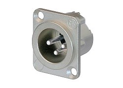 Разъем XLR панельный, 3 контакта, штекер, тип-D, доп. защита от РЧ - фото 200311