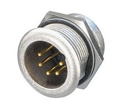 Разъем XLR панельный, 5 контактов, штекер, влагозащищенный IP65, позолоченные контакты - фото 200453
