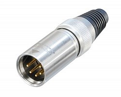 Разъем XLR кабельный, 5 контактов, штекер, влагозащищенный IP65, позолоченные контакты - фото 200456
