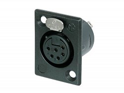 Разъем XLR панельный, 6 контактов, гнездо, тип-P, черный, позолоченные контакты - фото 200466