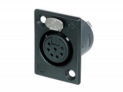 Разъем XLR панельный, 7 контактов, гнездо, тип-P, черный, позолоченные контакты - фото 200489