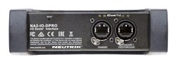 Neutrik NA2-IO-DPRO Сетевой аудио интерфейс DANTE/аналог/AES. 2хXLR f мик./лин. и  AES (CH2) вх., 2хXLR m аналог и AES (CH2) вых., 2хNeutricon (Prim./Sec.), PoE. ПО DSPRO Controller: переключение вх. мик./лин./AES, фантом 48В, мьют, усиление (до 67дБ), HP - фото 204146