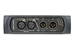 Neutrik NA2-IO-DPRO Сетевой аудио интерфейс DANTE/аналог/AES. 2хXLR f мик./лин. и  AES (CH2) вх., 2хXLR m аналог и AES (CH2) вых., 2хNeutricon (Prim./Sec.), PoE. ПО DSPRO Controller: переключение вх. мик./лин./AES, фантом 48В, мьют, усиление (до 67дБ), HP - фото 204147