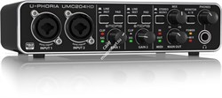 Behringer UMC204HD внешний звуковой/MIDI интерфейс, USB 2.0 , 4 вх/4 вых канала, 4 мик/лин/инстр входа (комб. XLR+1/4"TRS, предусилители MIDAS), 2 лин балансных выхода (1/4" TRS, каналы 1-2), 2 лин небалансных стереовыхода (RCA, каналы 1-4), 2 разрыва (1/ - фото 26359
