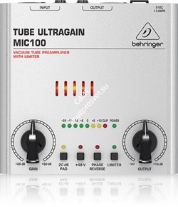 BEHRINGER MIC100 - микрофонный/линейный предусилитель с ламповым каскадом и встроенным лимитером - фото 26699