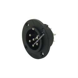 AMPHENOL AP-6-14 - разъем блочный  6 контактов, "папа",  корпус - пластик, круглый.фланец, черный - фото 26879