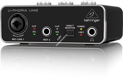 Behringer UM2 внешний звуковой интерфейс, USB2.0, 2 вх/2 вых канала, 1 мик/лин вх (комб. XLR+1/4"TRS, предусилители XENIX), 1 инструментальный вх (1/4" TS), линейный стереовыход (2х RCA), выход на наушники с режимом прямого мониторинга, ПО Tracktion 4 в к - фото 28325