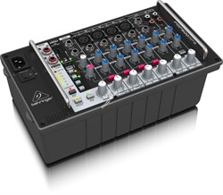 Behringer PMP500MP3 микшер-усилитель 2 х 250Вт•4Ом 8 каналов (4 мик.моно, 2 стерео), mp3-плеер, ревербератор, выход на мониторы, адаптер на мик.стойку - фото 28439