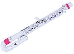 NUVO jFlute Kit - White/Pink флейта, изогнутая головка, материал - пластик, цвет - белый/розовый, в комплекте - мундштук, колено - фото 35349