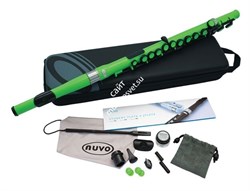 NUVO Student Flute - Laser Green флейта, студенческая модель, материал - пластик, цвет - зелёный, в комплекте тряпочка для проти - фото 35354