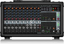 Behringer PMP2000D микшер-усилитель 2 х 500Вт•8Ом, 2 х 1000Вт•4Ом, 14 каналов, 6 мик.+3 мик.моно/лин. стер.+1 лин.стер, 1 MON, DSP FX, 9-пол GEQ - фото 45237