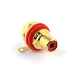 Neutrik NYS367-2 панельный разъем RCA гнездо, красный изолятор, золоченые контакты - фото 45851