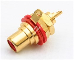 Neutrik NYS367-2 панельный разъем RCA гнездо, красный изолятор, золоченые контакты - фото 45852