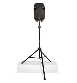 Ultimate Support TS-110BL алюминиевая спикерная стойка на треноге с подъемным механизмом,высота 1575-2794мм, регулируемая длина ножки 1016-1346мм,  грузоподъемность до 68.2 кг, вес 6.4кг, черная - фото 46107