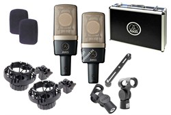 AKG C314 ST подобранная стереопара конденсаторых микрофонов C314. В комплекте: H85 держатель антивибрационный — 2шт, SA60 держатель — 2шт, W214 ветрозащита — 2шт, H50 cтереопланка с 2-мя втулками, кейс жесткий - фото 48616