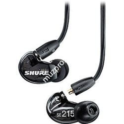 SHURE SE215-K-UNI-EFS Наушники внутриканальные (наушники вставные) с одним драйвером, черные. Гарнитурный кабель TRRS 3.5 мм. - фото 58517