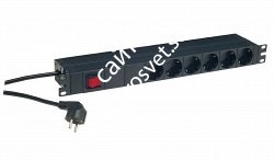 K&M 28676-000-55 сетевой распределитель с кнопкой вкл/выкл, по 6 разъемов на передней и задней панели, 1U, алюминий - фото 66060