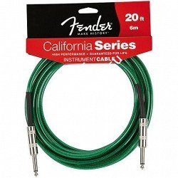FENDER 20' CALIFORNIA INSTRUMENT CABLE SURF GREEN инструментальный кабель 6 метров, цвет зеленый - фото 66139