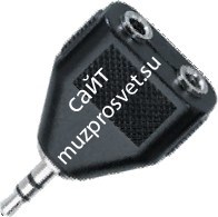 QUIK LOK AD20 адаптер-сплиттер для наушников, 2 выхода Female Stereo Mini Jack 3.5mm X 1 вход Male Stereo Mini Jack 3.5mm - фото 66396