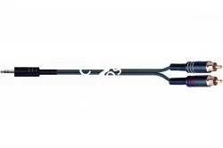 QUIK LOK STR612-3 BK компонентный кабель, разъёмы Stereo 3.5mm jack - 2 RCA, чёрный, 3 м - фото 67432