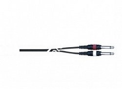 QUIK LOK STR611K-3 BK компонентный кабель, 3 метра, разъёмы 2 Mono Jack Male - Stereo Mini Jack - фото 67532
