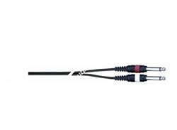 QUIK LOK STR611K-3 BK компонентный кабель, 3 метра, разъёмы 2 Mono Jack Male - Stereo Mini Jack - фото 67533